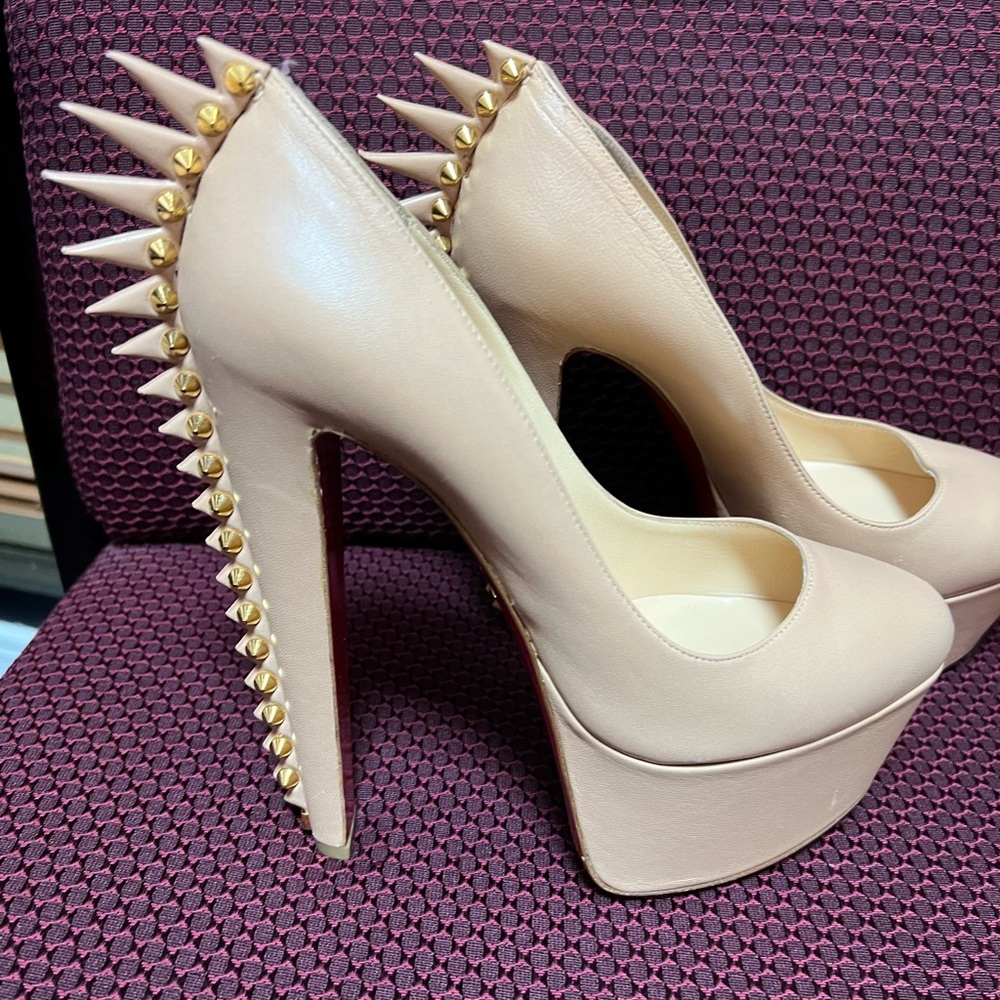 Christian Louboutin Heels Beige Electropump Spike Platform, size 39.5